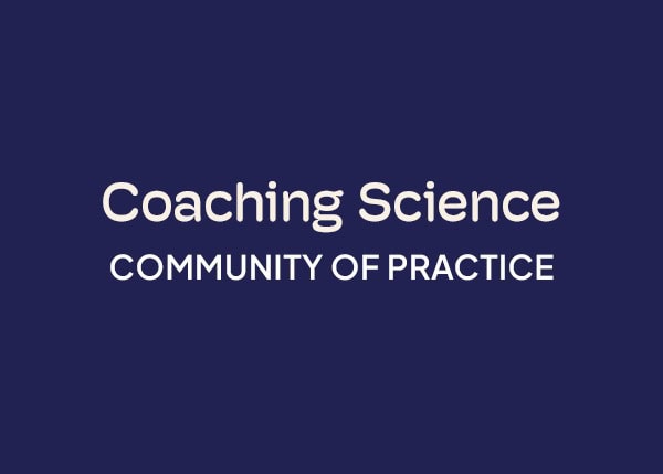 ICF Communities of Practice Coaching Science blue background logo