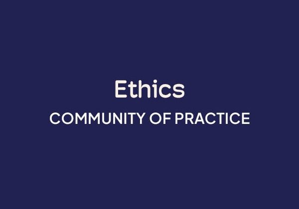 ICF Communities of Practice Ethics blue background logo