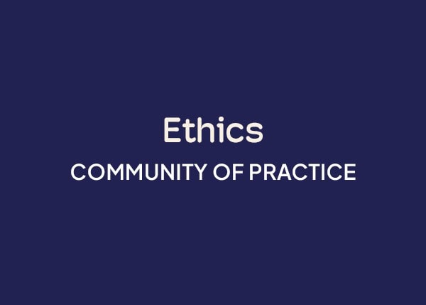 ICF Communities of Practice Ethics blue background logo