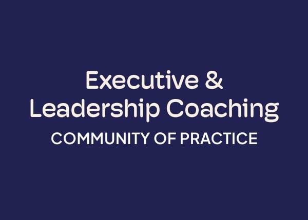 ICF Communities of Practice Executive and Leadership Coaching blue background logo