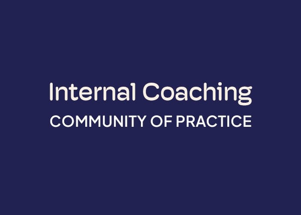 ICF Communities of Practice Internal Coaching blue background logo