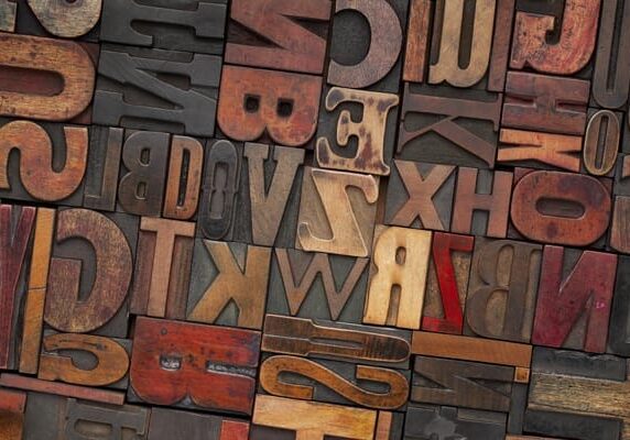 random arrangement of letterpress letters